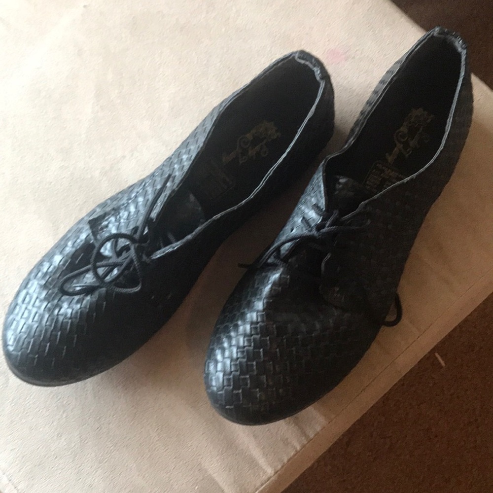 Faux leather lace up flats